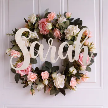 

Custom Wedding Name Sign with Artificial Flower Wreath Personalized Couples Marriage Party Home Decors Flower Hanging Supplies