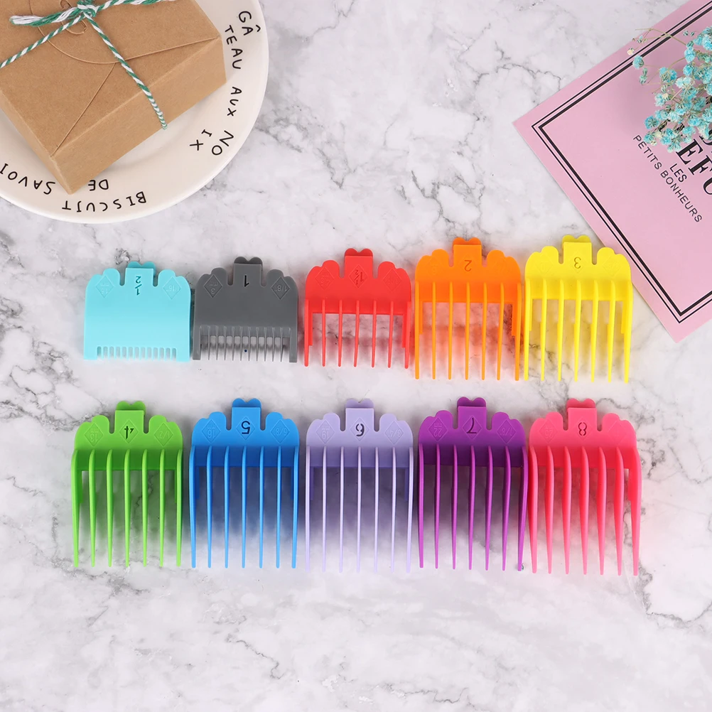 10pcs Hair Limit Comb Set Hair Clipper Guide Combs 1.5/3/4.5/6/10/13/16/19/22/25mm Cutting Guides for Whal Clippers Barber