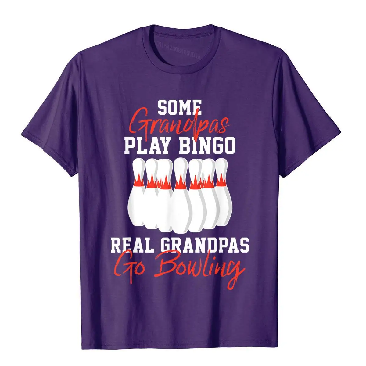 Mens Funny Bowling Gift For Grandpa or Dad T-Shirt__B10582purple