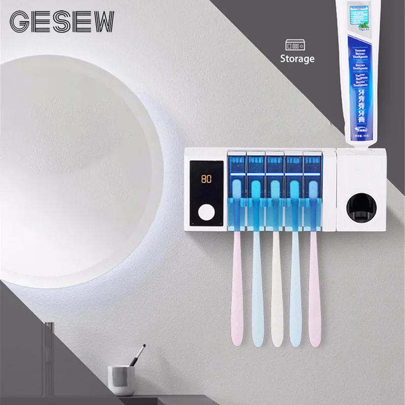 Держатель для зубной щетки GESEW UV Настенный Автоматический Диспенсер пасты чехол