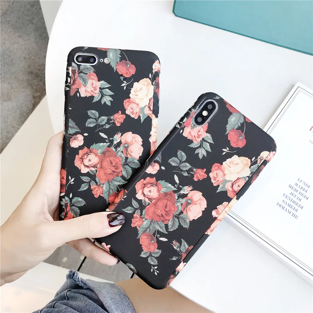 

Vintage Flower 360 Full Body Phone Case For iPhone 11 Pro XS Max X XR Summer Plants Cover For iPhone 7 8 6 6S Plus 5 5S 5E Coque