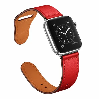 Ремешок для apple watch Band 44 мм apple watch 5 4 3 2 iwatch band 42 мм correa 38 мм 40 мм кожаный браслет pulseira ремешок для часов - Цвет ремешка: R red