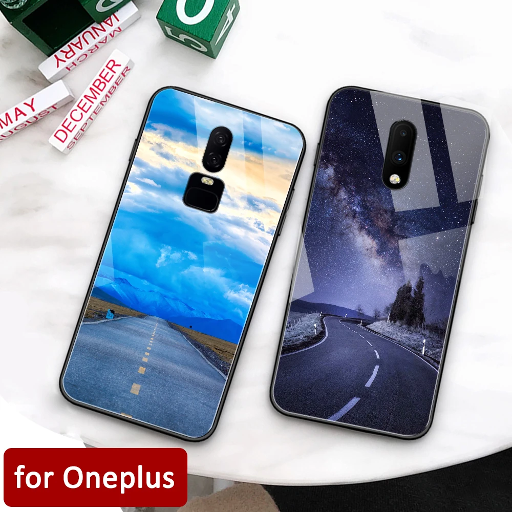 

Road view Case for Oneplus 7 Glass back cover case Oneplus 6 coque for Oneplus 1+ 5 6 Oneplus 6 6t 7 pro