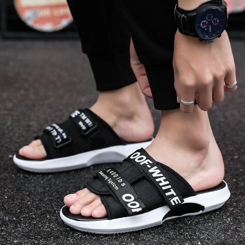 

2019 Summer Casual Men Slippers Korean-style Sandals Sandals Webbing Breathable Sandals Velcro Slipper Men's