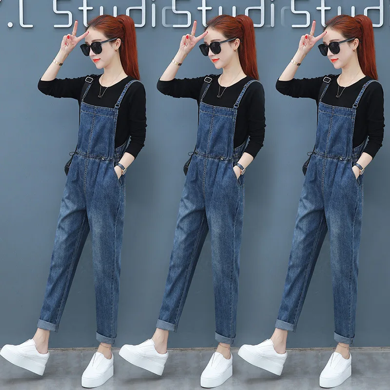

Cowboy Suspender Pants Set Female Spring 2019 New Style Fashion Western Style Slimming Casual Spring Playful Spring Clothing Two