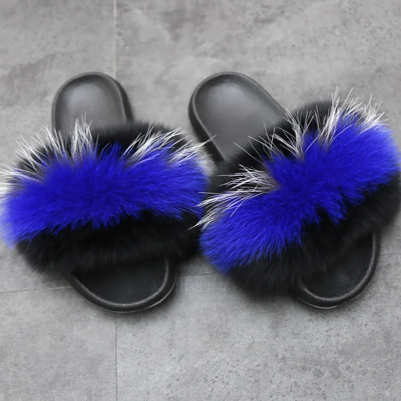 

Furry Anti-slip Slipper Women's Spring And Summer New Style Fox Fur Fur Clothing Slipper Sandals Flip-flops Outer Wear Flat Slip
