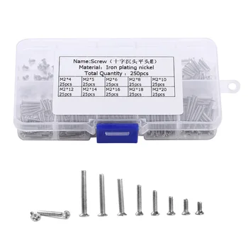 

250Pcs Silver Flat Head Phillips Screws Iron nickel plated Nuts Cover Bolts Protect Furniture Exterior repair Hardware Fasteners