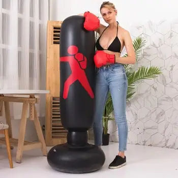 

New Inflatable Boxing Sandbag Stress Punching Tower Fitness Bounce Sandbag Standing Pressure Relief Bag Training Back W9O5