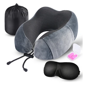 

U Shaped Memory Foam Neck Pillows Soft Slow Rebound Space Travel Pillow Neck Cervical Healthcare Airplane Travel Headrest