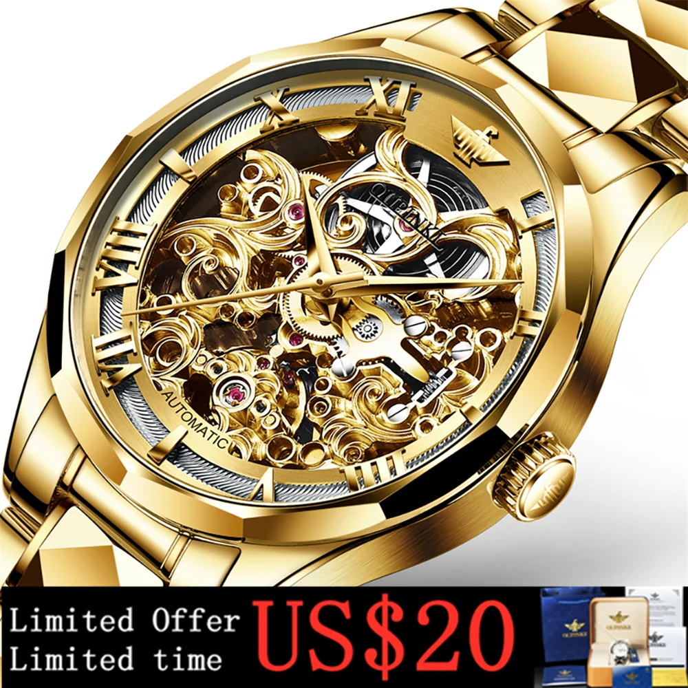 Oupinke腕時計メンズスケルトン透明高級全自動機械式時計トゥールビヨンギアスポーツデザイナー高級腕時計 機械式時計 Aliexpress
