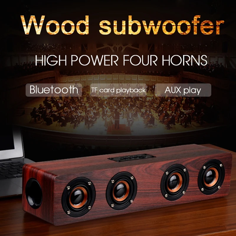 12 Вт Hifi Bluetooth динамик s беспроводной сабвуферный Стереодинамик деревянный домашний аудио Настольный динамик Громкая связь Tf звуковая коробка