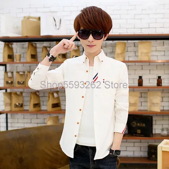 

Four Seasons men's cotton and linen long sleeve shirt men's youth solid color slim casual men's shirt men's long sleeve lining