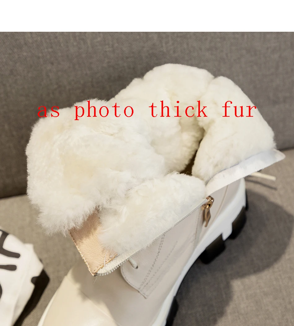 Plus Size 34-43 Genuine Leather Shearling Wool Fur Lined Women Ankle Winter Boots Women Shoes Short Snow Boots Warm Martin Boots