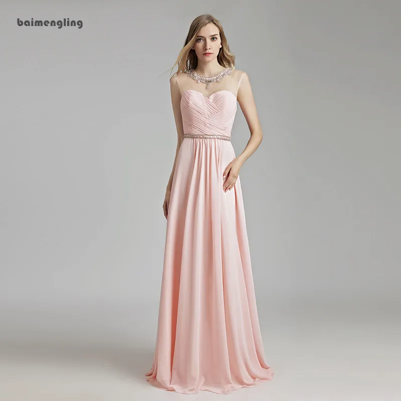 Светло-розовое вечернее платье, простое вечернее платье, длинное вечернее платье, недорогое вечернее платье, шифоновое вечернее платье
