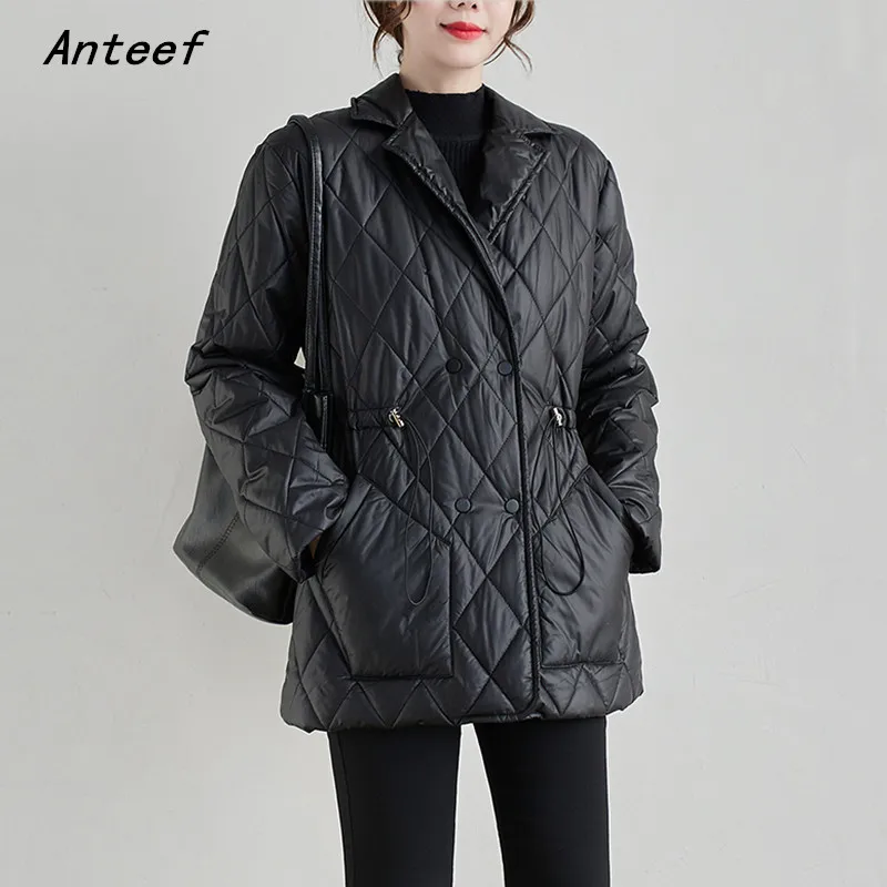 

black Cotton Padded casual loose autumn winter woman jacket 2022 Coat clothes women outerwear