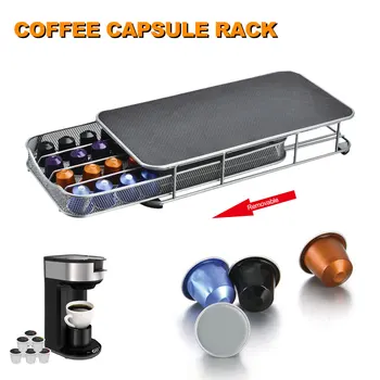 

Stainless Steel Coffee Capsules Pods Holder Storage Stand Rack Drawers Coffee Capsules Shelves Organization Coffee Machine Base