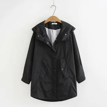 

Plus Size XL-4XL 57inch Bust Black Blue Women's Trench Coats Autumn Winter Thin Padded Outwear trench coat for women