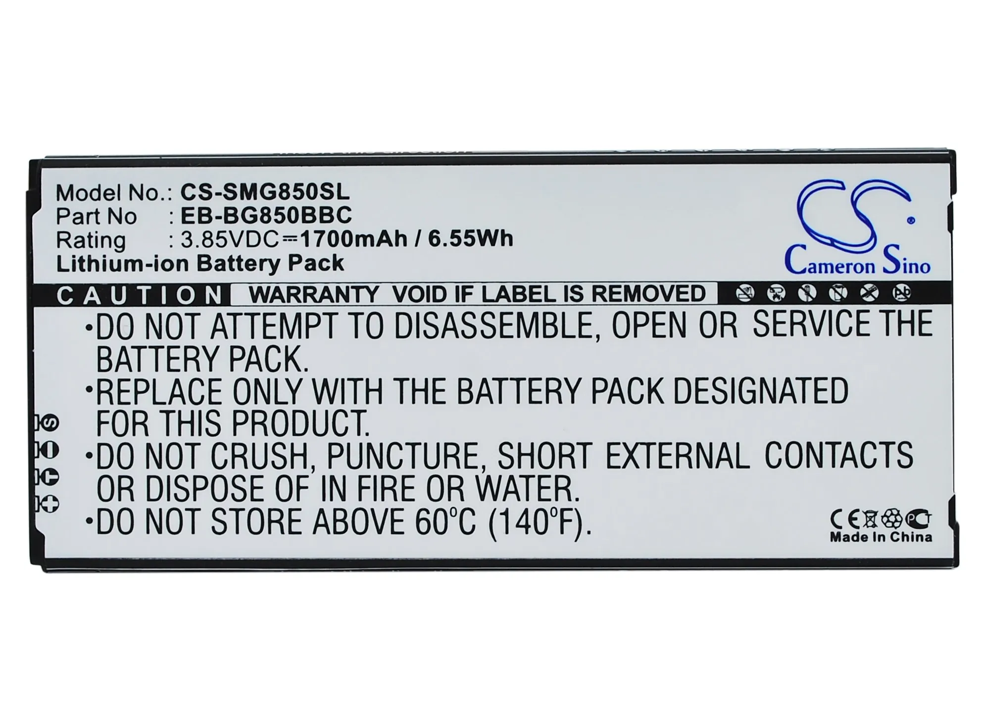 Cameron sino 1700 мА/ч, батарея для SAMSUNG Galaxy Alpha LTE-A SM-G850 G8508 G8508S G8509v G850A G850F G850T S801 EB-BG850BBC