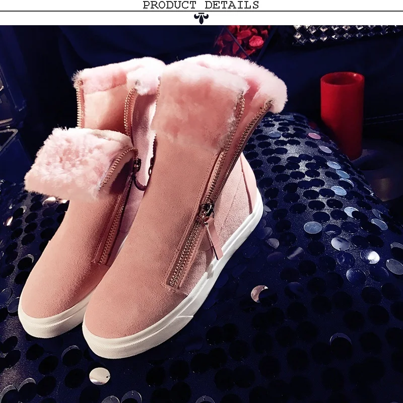 ZVQ/новые милые зимние ботинки удобная женская обувь из коровьей замши на низком каблуке с круглым носком на молнии Прямая поставка; размеры 34-42