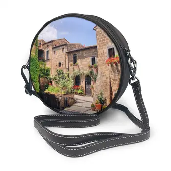 

Circular Design Fashion Women Shoulder Bag Italian Streets Countryside Houses Women's Crossbody Messenger Bags Ladies Purse