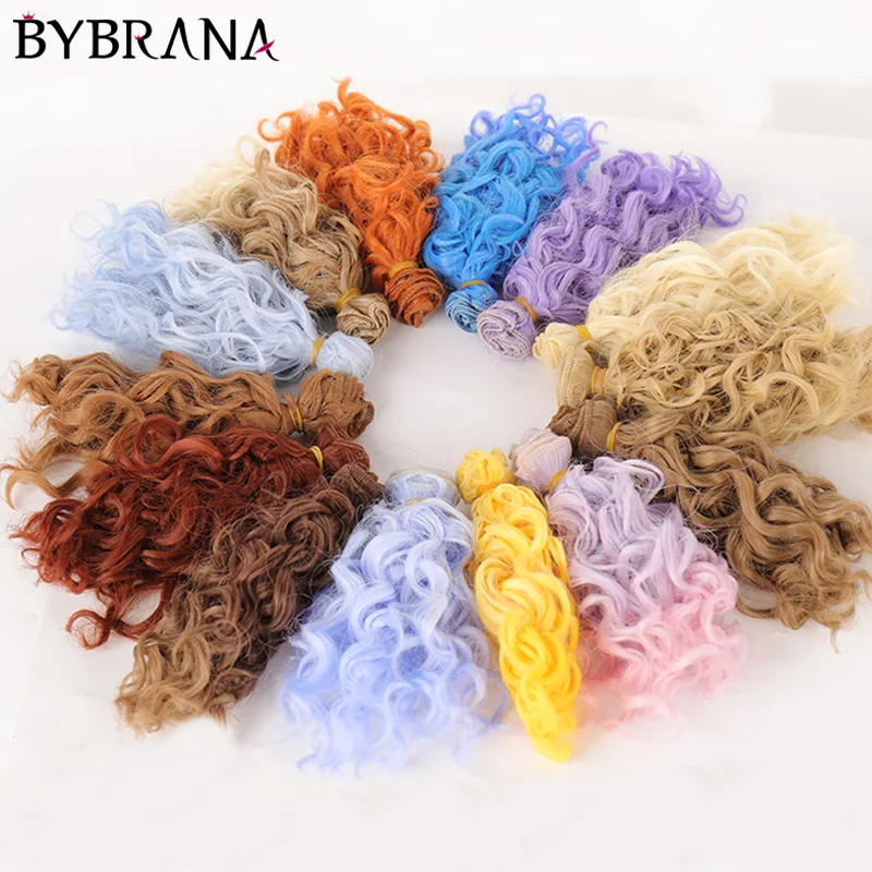 Bybrana 15 см 25 * 100 кудрявые волосы высокотемпературное волокно BJD SD сделай сам парики