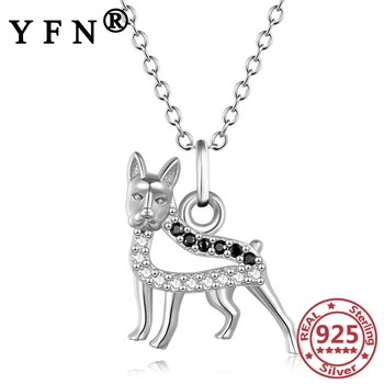 شراءYFN 925 فضة الكلب قلادة قلادة كريستال عقد من حجر الياقوت قلادة الرجال المجوهرات 925 الفضة سلسلة عيد الحب هدية