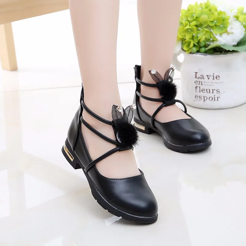 New Kid Shoes Girls Flat Leather Shoes Flower Girl Party Wedding Shoes Children Dress Up Princess Shoes size 27- 36