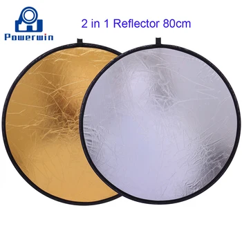 

Powerwin 2 in 1 Gold Silver Reflector 80cm Collapsible Disc Photo Studio Video Lighting Diffuser Softbox Backdrop Light Stand
