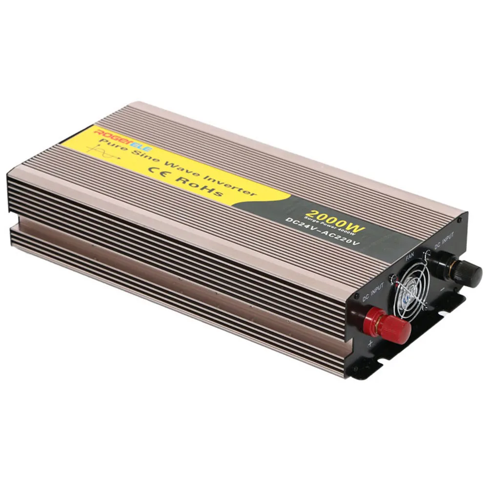 Солнечный инвертор 2000 Вт Чистая синусоида Инвертор питания Dc12V 24 В к Ac220v автомобильный преобразователь напряжения трансформатор Бытовой усилитель 50 Гц