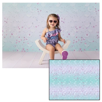 

turquoise blue pink fish scales Backdrop under the sea birthday Photo background for kids newborn portrait studio props SM-483