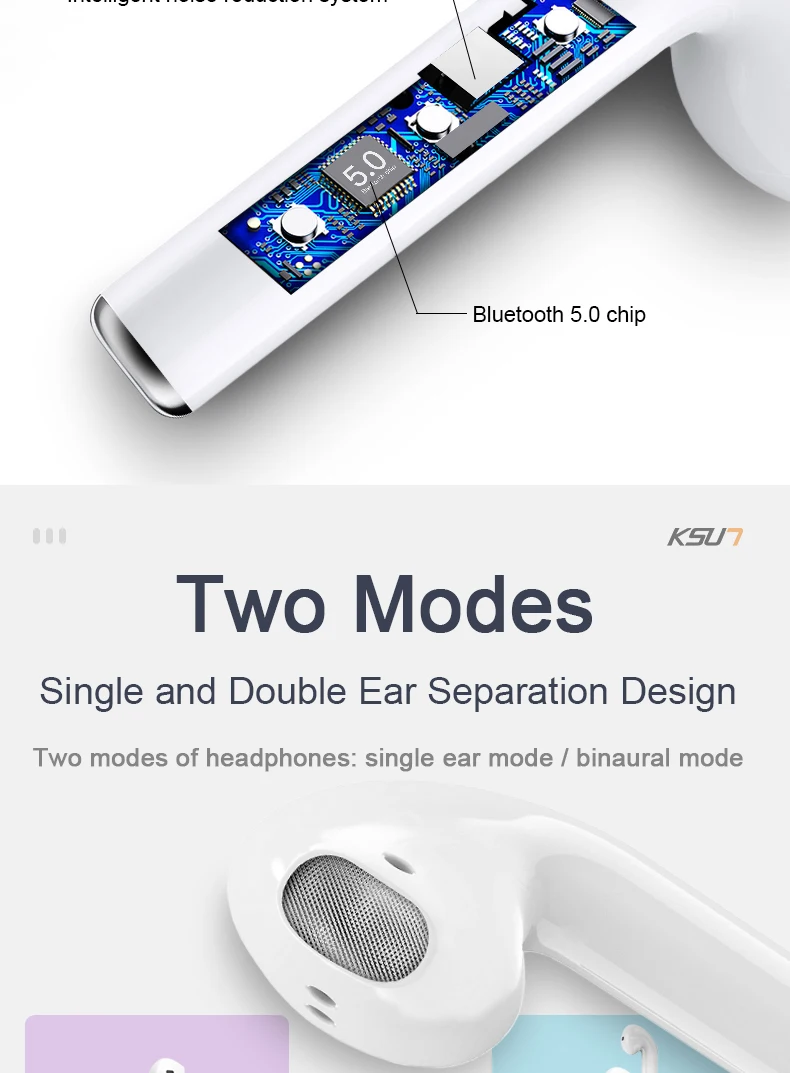 KSUN BT03 TWS 5,0 Bluetooth наушники 3D стерео беспроводные наушники с двойным микрофоном
