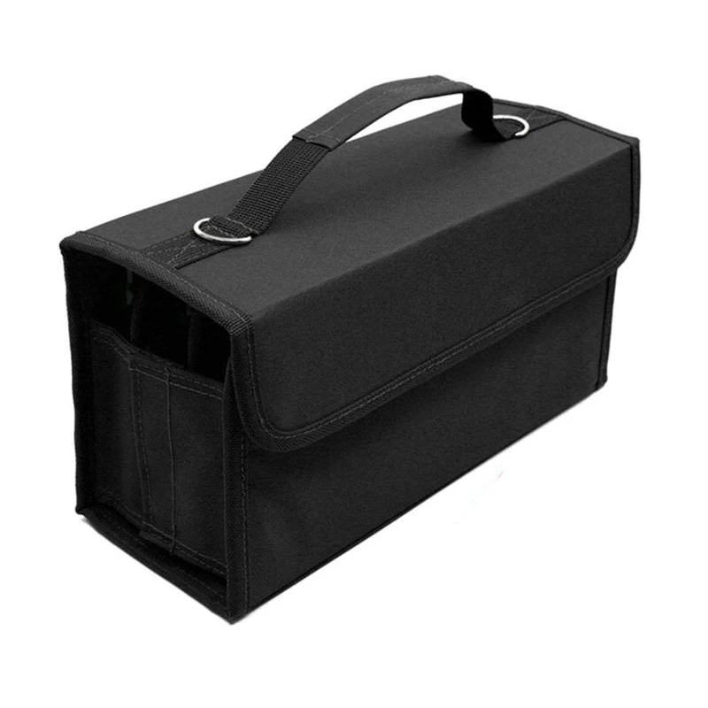 

80 Slots Large Capacity Folding Marker Pen Case Art Markers Pen Storage Carrying Bag Durable Sketch Tools Organizer Black