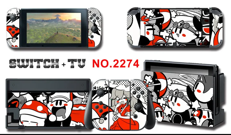1set New Cute Anime Full Body Sticker for NS Switch Protective Cover Skin Colorful Art for Game Console Joy-Con Controller Decor