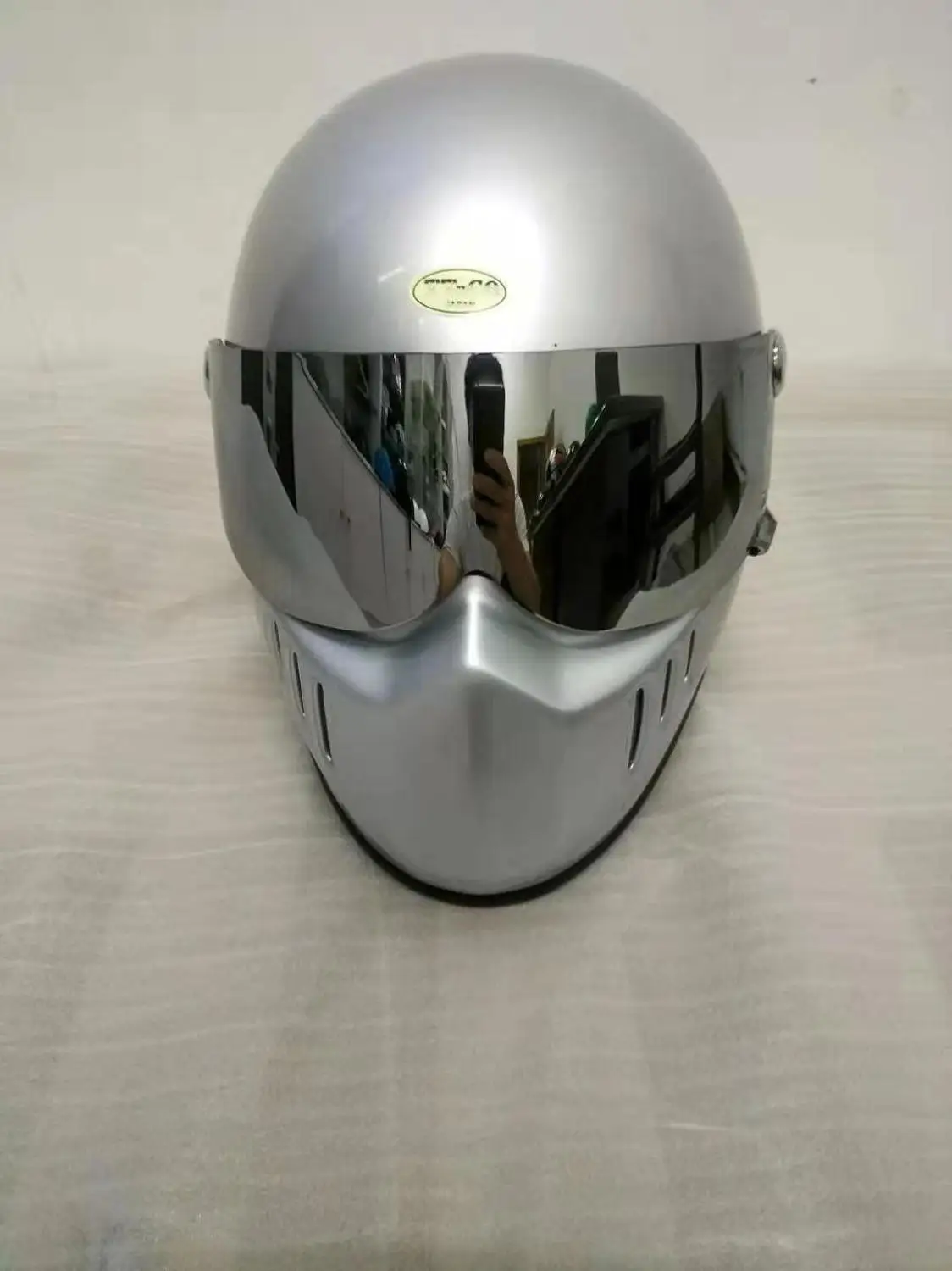 TT& CO ретро мотоцикл электромобиль полный шлем стекло стальной материал шлем - Цвет: Gloss silvery 3