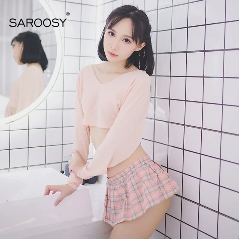 SAROOSY Kawaii, японский стиль, сексуальный комплект нижнего белья для женщин, высокоэластичное горячее эротическое нижнее белье, Мини Короткая юбка, Новое поступление