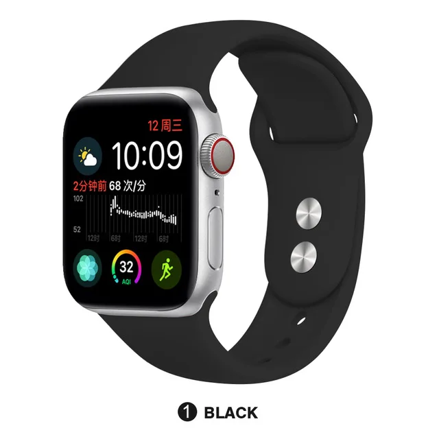 Black color Силиконовый ремешок для Apple Watch 38 мм 42 мм iwatch 5 ремешок 44 мм 40 мм спортивный браслет резиновый ремешок для iwatch 4 3 2 1 - Цвет ремешка: Black color