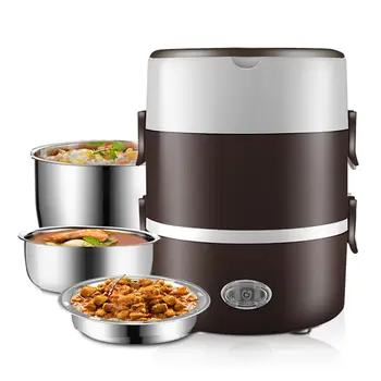 

Mini Electric Rice Cooker Stainless Steel 2/3 Layers Steamer Portable Meal Thermal Heating Lunch Box Food Container Warmer