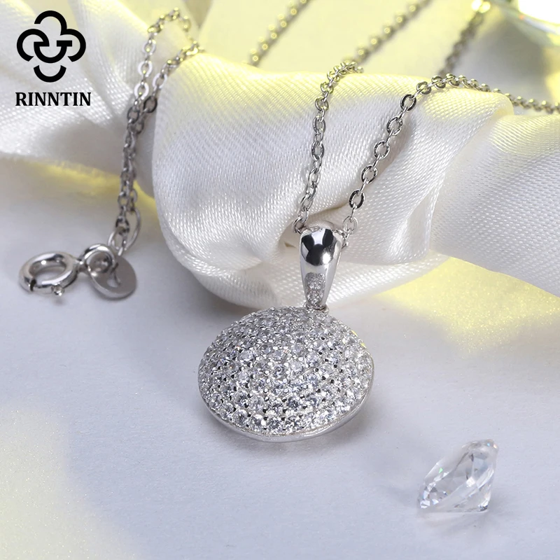 Кулон из серебра 925 пробы с фианитом 45 см|necklace silver pendant|necklaces pendants 925necklace round pendant |