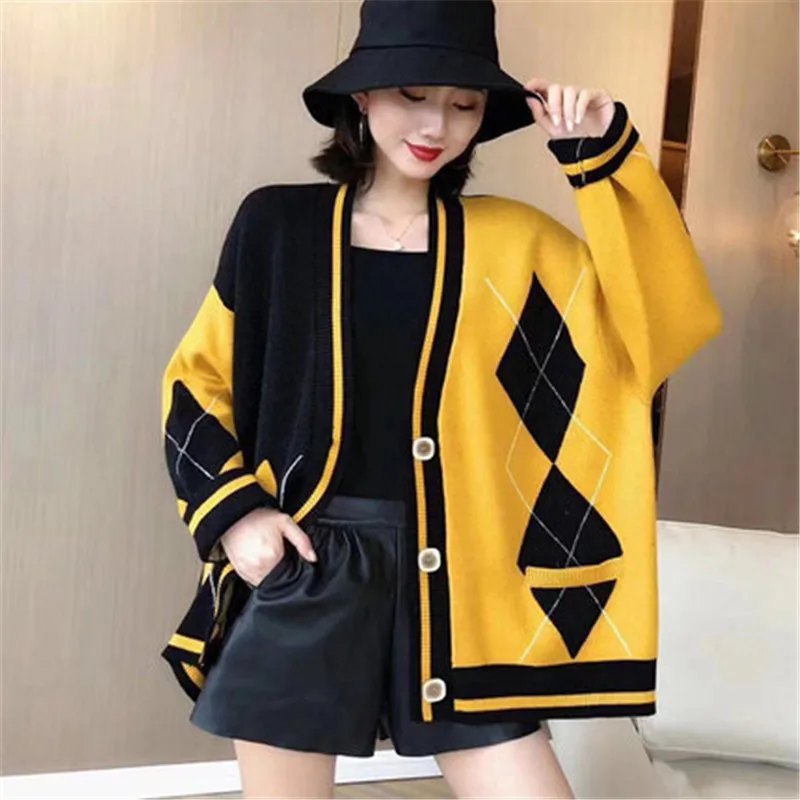 ^Cheap 2019 new Autumn Winter Knit Cardigan Jacket Women Fashion Lazy wind loose outerwear Spring Sweater Coats Woman Tops XA201