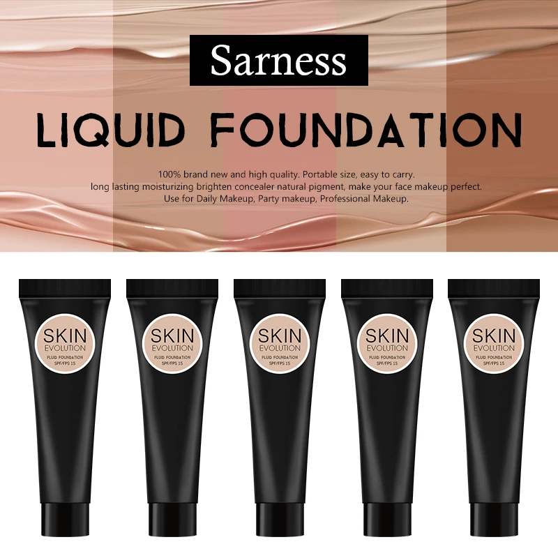 Sarness Foundation Cream Pro Nude Face Prime beauty Makeup Увлажняющая Жидкость с полным покрытием