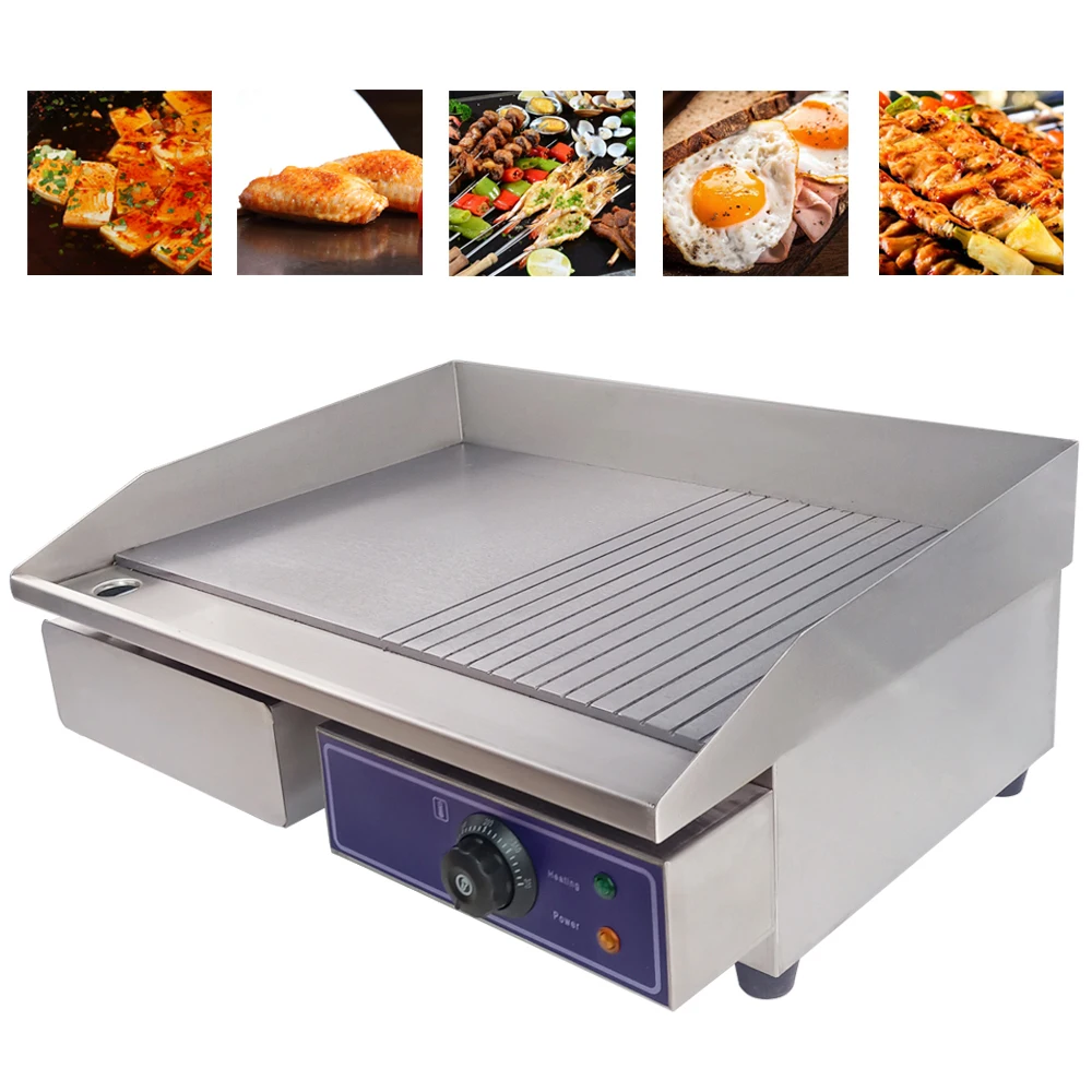 

Multi-functional electric grill commercial stainless steel contact grill 220V non-stick griddle bbq barbecue grill