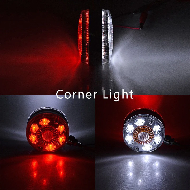 

Shell Turn Signal Lamps Car Fender Brake PC lens Super Bright Roof Lights 24 LED White+Amber+Red DC 24V