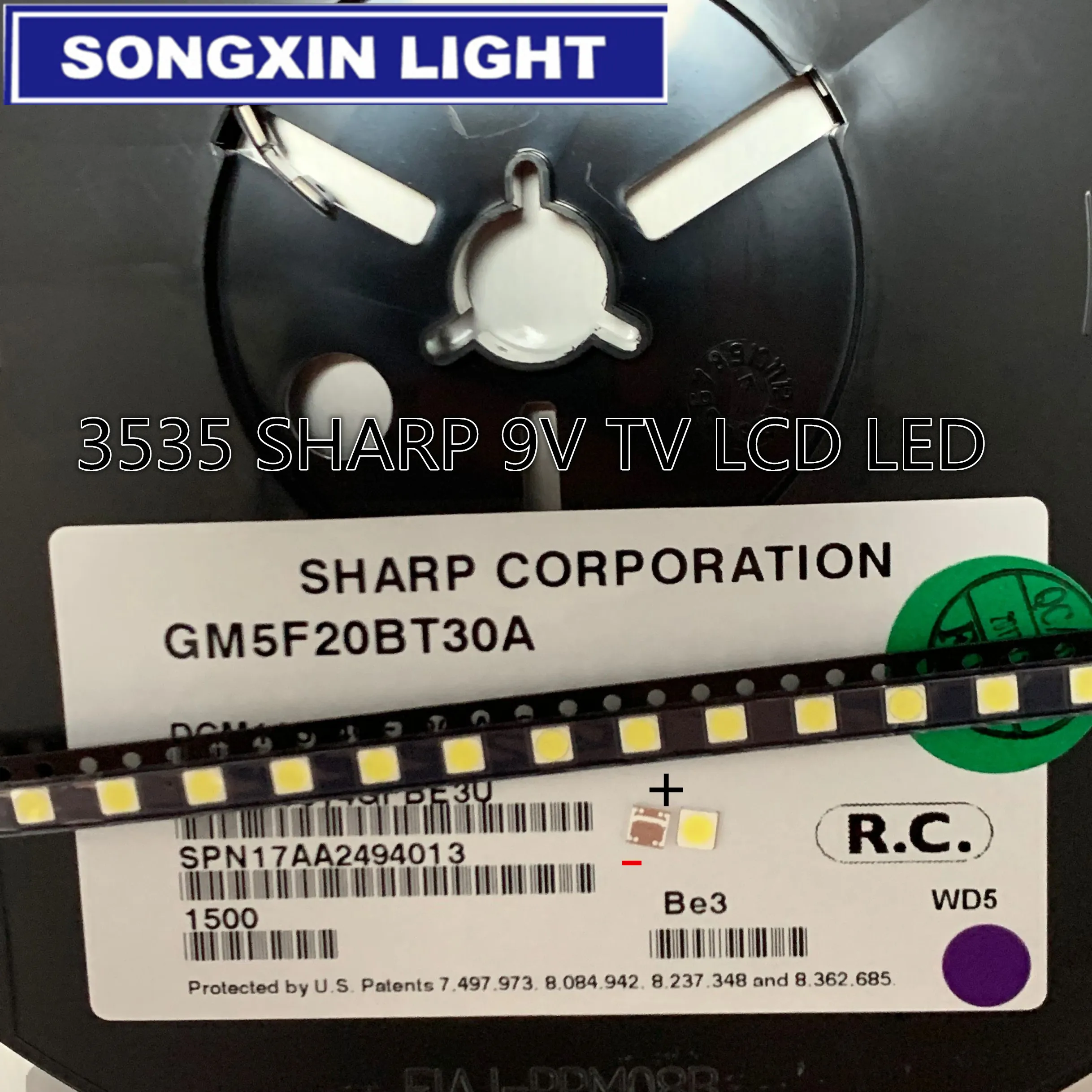 100 шт./лот для SHARP LED TV ЖК подсветка светодиодная 1 Вт 3 9 В 3535 3537 холодный белый Чип