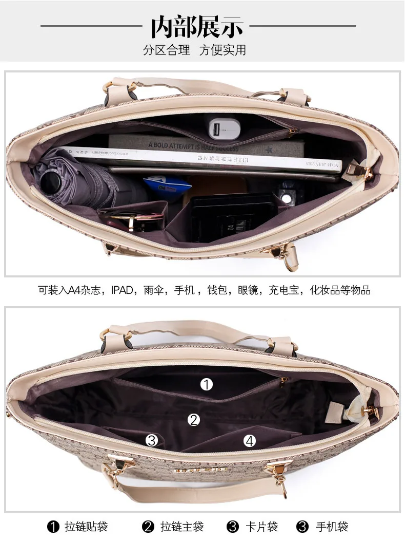 Women's Handbag Designer Luxury 2021 new PU Leather 6 PCS Fashion Shoulder bag handbag purse card bag clutc