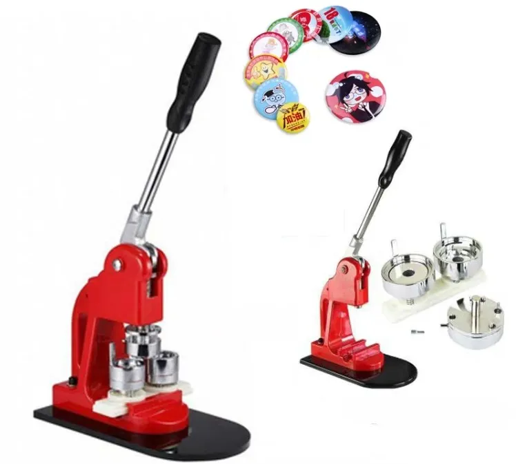 32MM / 37mm badge punch machine with 1000 round button parts + round paper cutter
