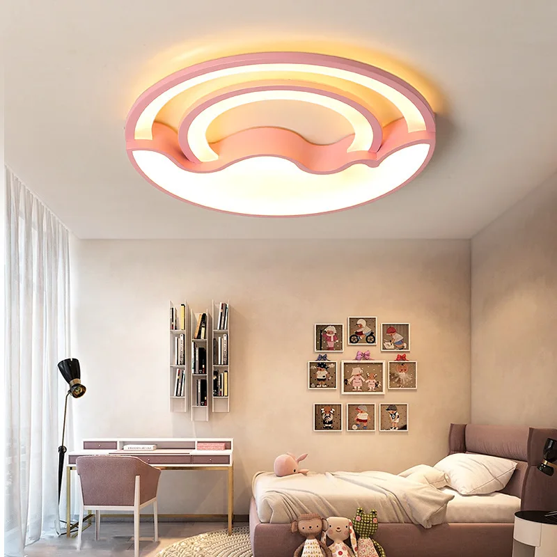 

Nordic children's room lighting creative round macaron led ceiling lamp warm and romantic princess room bedroom lamps