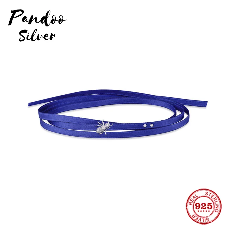 Fashion Charm Sterling Silver Copy 1:1 Copy, Adjustable 'Ants' Blue Choker Bracelet/Necklace Women Monaco Jewelry Gift With Logo