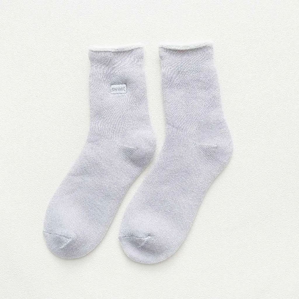 5 пар, женские одноцветные хлопковые носки, зимние бархатные теплые домашние носки для сна, женские носки после родов, calcetines Mujer