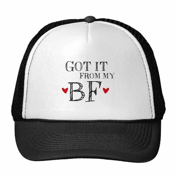 

For GF Got It From My BF Valentine's Day Present Trucker Hat Baseball Cap Nylon Mesh Hat Cool Children Hat Adjustable Cap Gift