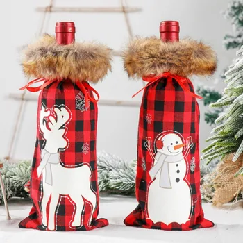 

Christmas Wine Bottle Cover Merry Christmas Decor for Home 2020 Natal Noel Christmas Table Decor Xmas Gift Happy New Year 2021